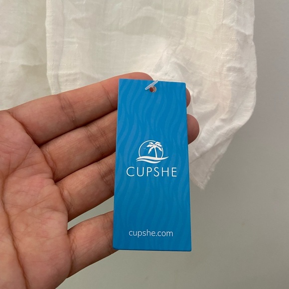 Cupshe women’s adjustable waist, coverup shirt dress, v-neck, a-line beachwear. - Picture 3 of 6